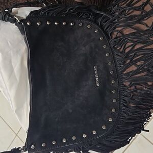 Michael Kors Shoulder Black Suede Fringe Bag